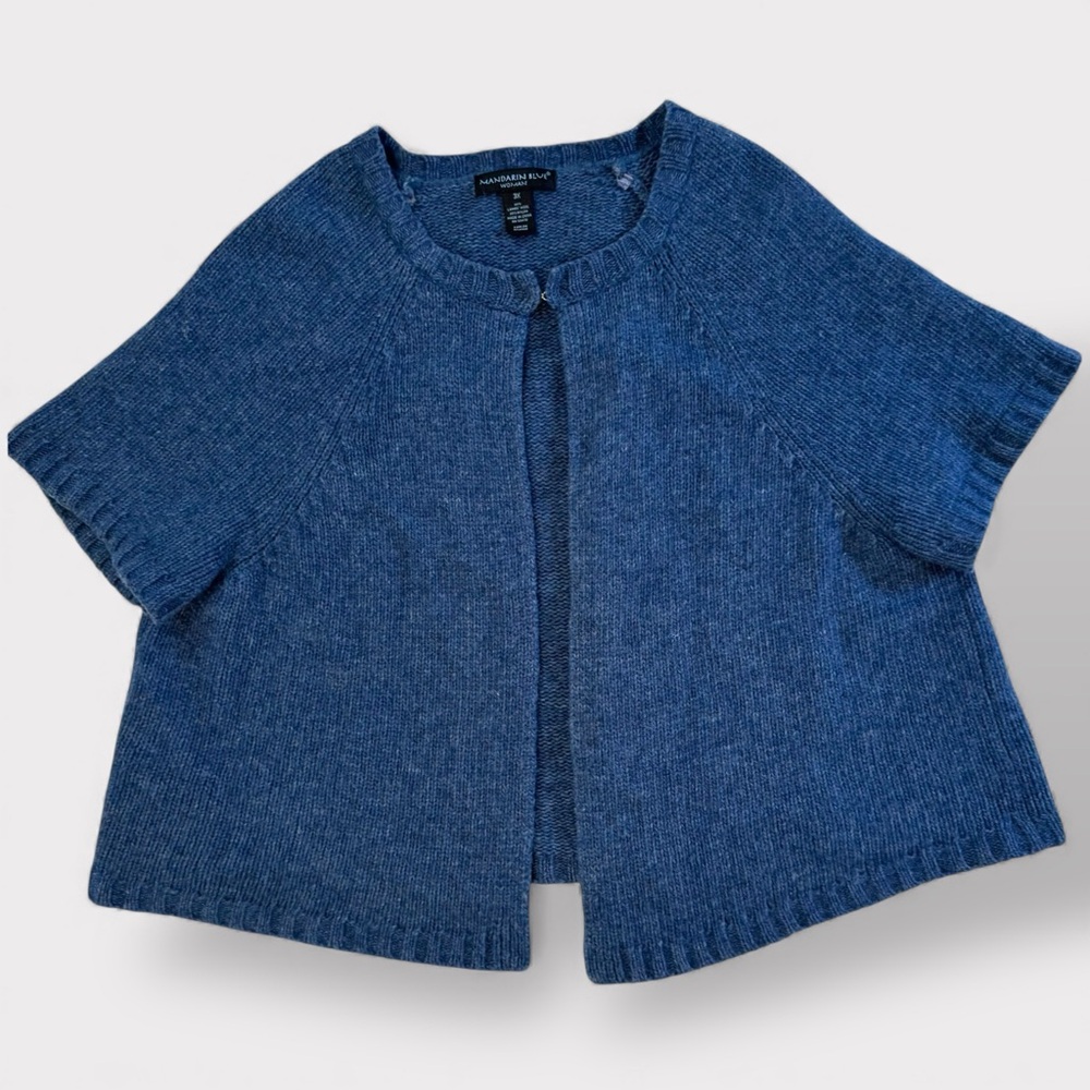 Wool Blend Open-Front Cardigan, Mandarin Blue, Women’s 3X